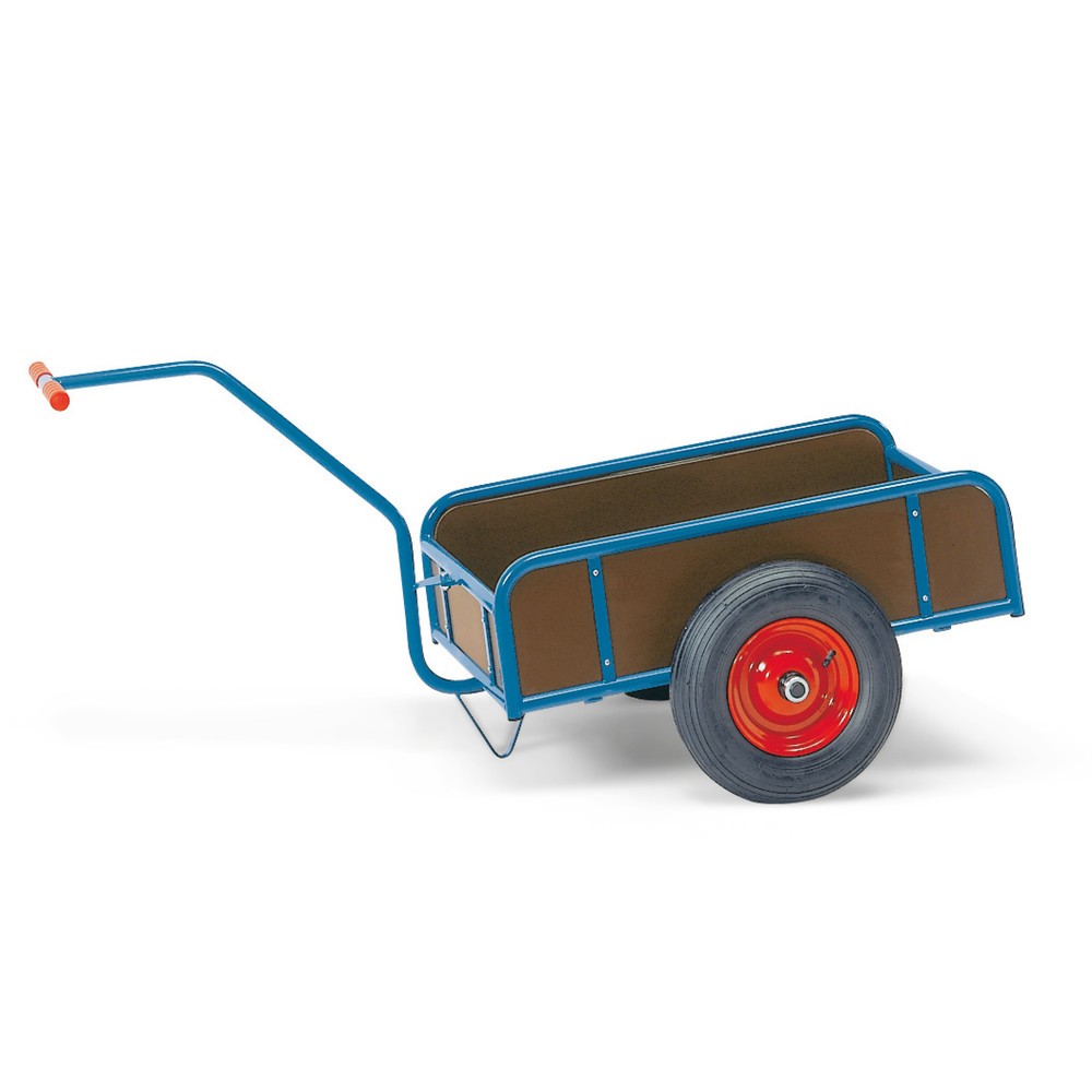 Image of 1-achsiger Handwagen fetra® mit geschlossenen Wänden Die geschlossenen Bordwände des Handwagens ermöglichen den Transport von Ladegütern, die von allen Seiten abgesichert sein müssen. Ladefläche und Bordwände sind mit rutschsicheren Siebdruckplatten aus w
