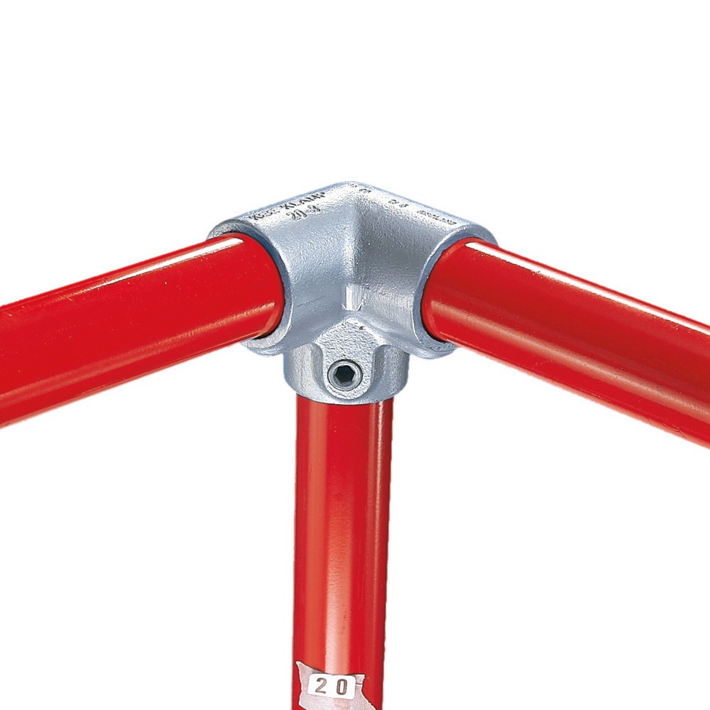 Image of Demontierbarer 90°-Eckverbinder für ein Kee Klamp® Rohrverbindersystem Mit dieser steckbaren Rohrleitungsverbindung klemmen Sie Rohre fest aneinander und sorgen so für ausreichend Stabilität. Das System ist zum Stecken und Schrauben geeignet. Nachträglich