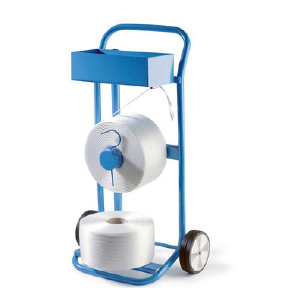 Image of  Grosse Räder, auch für holprige Böden geeignetAbrollwagen für Polyesterband Abrollwagen für Polyesterband