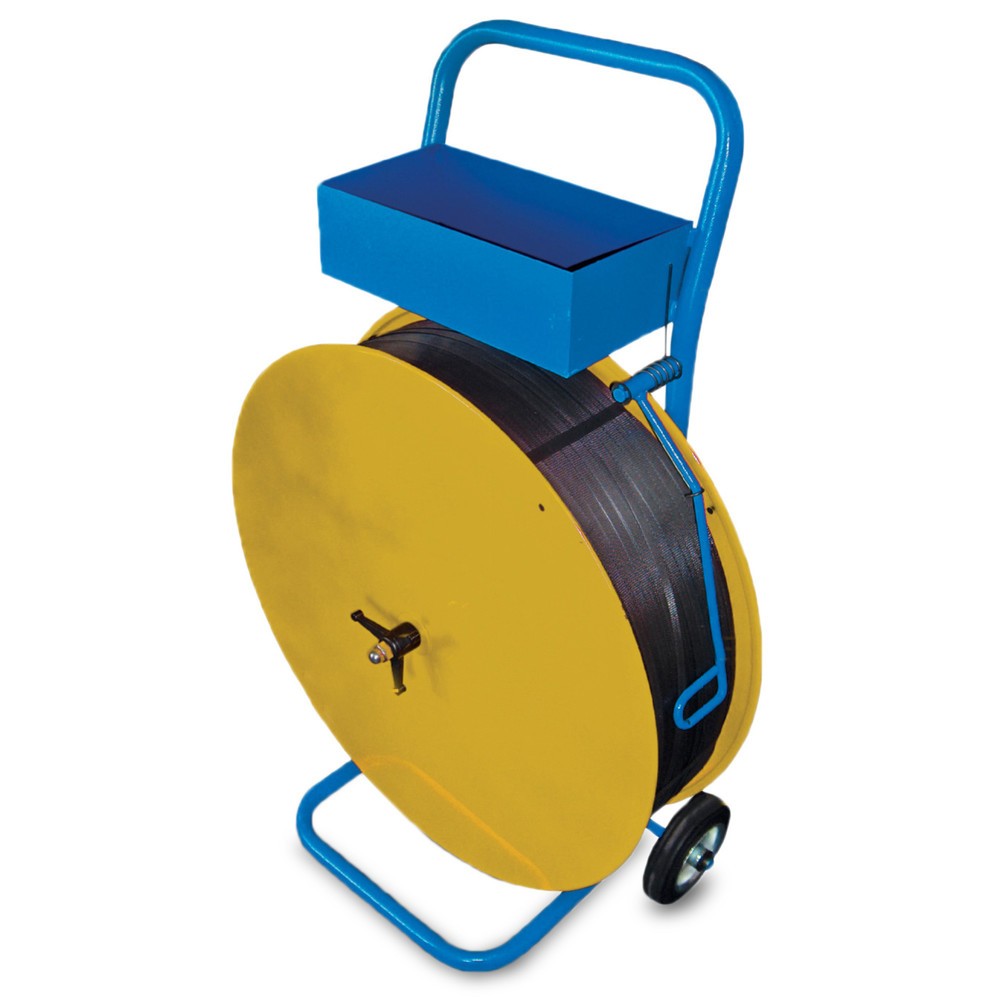 Image of Umreifungsband-Abrollwagen mit Bandführung für den Dauereinsatz Der Abrollwagen für Umreifungsbänder ermöglicht Ihnen das mobile Umreifen von Waren und Paletten mit 13 ,16 und 19 mm breiten Umreifungsbändern. Neben den verschiedenen Breiten können Sie den