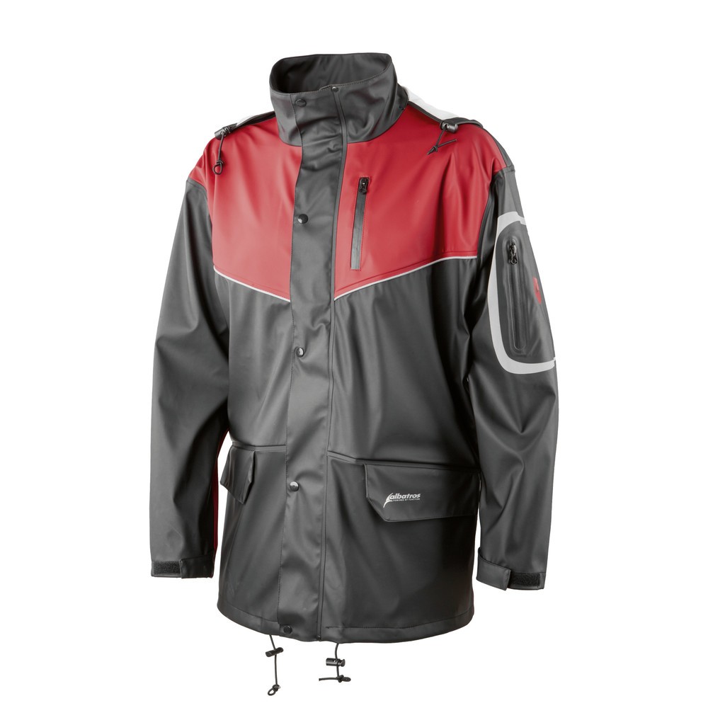 Image of  Verfügbare Grössen: S- 3XLAlbatros CLIMATE JKT PU-Stretch-Regenjacke Grösse 2XL, schwarz/rot Albatros CLIMATE JKT PU-Stretch-Regenjacke Grösse 2XL, schwarz/rot