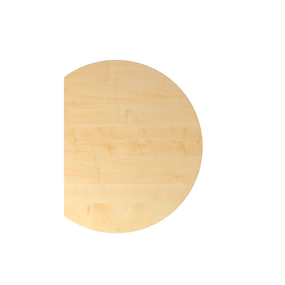 Image of Arbeitsplätze modern gestalten Der Anbautisch für Schreibtisch mit Memoryschalter, Dreiviertelkreis ist aus melaminharzbeschichteter Holzwerkstoffplatte nach DIN 68765 und hat eine gerundete Form. Das Tischbein schliesst mit einem Rundfuss ab. Das Stahlro