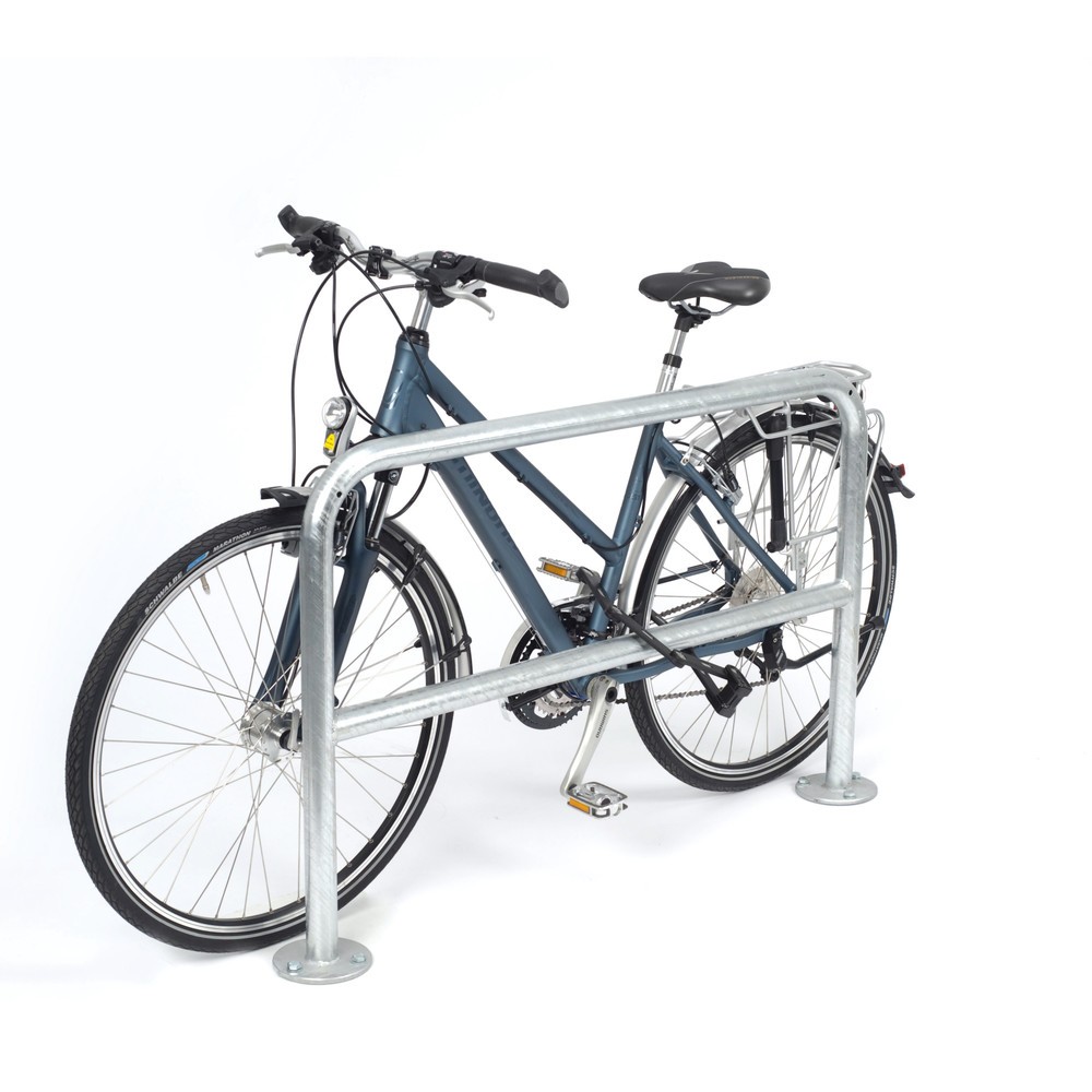 Image of Stahlrohrbügel zum sicheren Anschliessen von Fahrrädern Ein sicheres Fahrradschloss ist das eine – ein sicherer Stellplatz das andere. Der Anlehnbügel mit Knierohr ermöglicht, Fahrräder beidseitig zu parken und sicher anzuschliessen. Dafür lässt sich der 