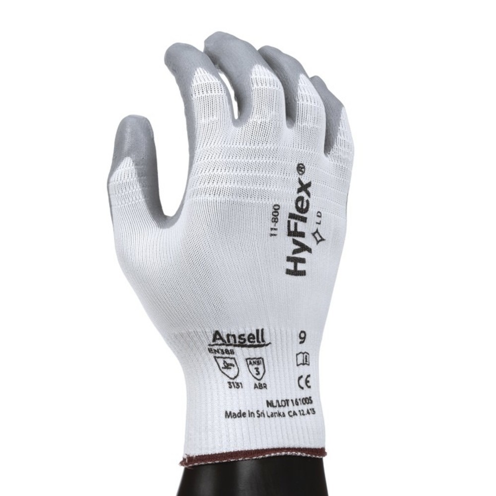 Image of  Norm: EN 388ANSELL Handschuhe HyFlex 11-800 Gr.7 weiss/grau ANSELL Handschuhe HyFlex 11-800 Gr.7 weiss/grau
