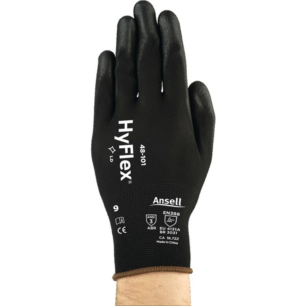 Image of  Norm: EN 388ANSELL Handschuhe HyFlex® 48-101 Gr.10 schwarz ANSELL Handschuhe HyFlex® 48-101 Gr.10 schwarz