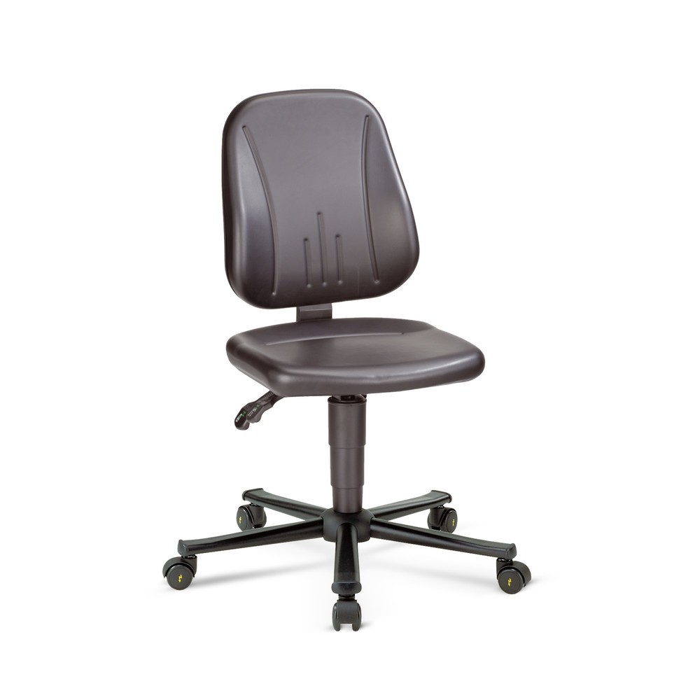 Image of Stabiler Arbeitsdrehstuhl mit zertifiziertem ESD-Schutz Der Arbeitsdrehstuhl bimos ESD Unitec, Kunstleder verfügt über eine ergonomisch geformte Rückenlehne mit integrierter Lendenwirbelstütze für eine optimale Entlastung des Rückens. Die Rückenlehne läss