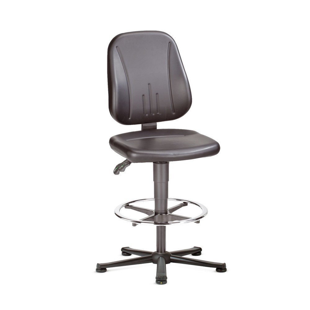 Image of Stabiler Arbeitsdrehstuhl mit zertifiziertem ESD-Schutz Der Arbeitsdrehstuhl bimos ESD Unitec, Kunstleder verfügt über eine ergonomisch geformte Rückenlehne mit integrierter Lendenwirbelstütze für eine optimale Entlastung des Rückens. Die Rückenlehne läss