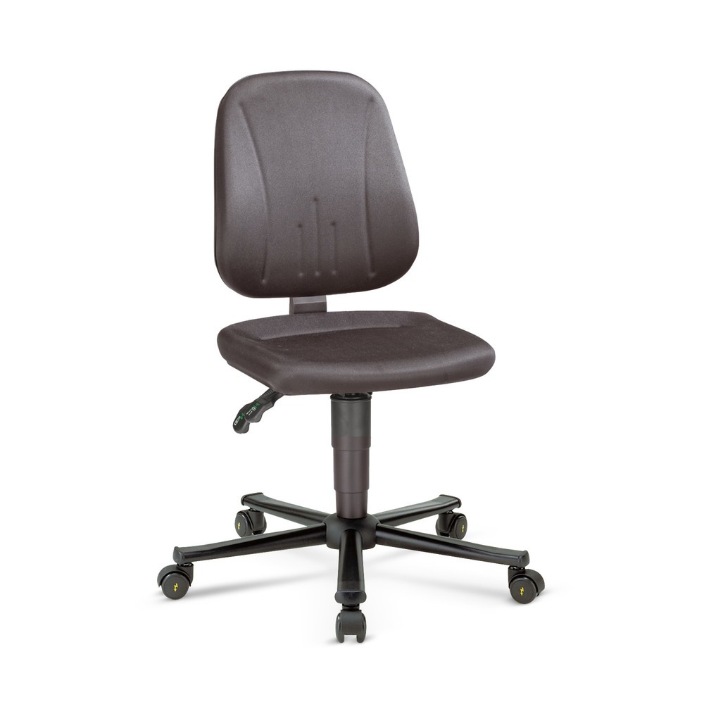 Image of Robuster Arbeitsdrehstuhl mit zertifiziertem ESD-Schutz Der Arbeitsdrehstuhl bimos ESD Unitec, Stoff, verfügt über eine ergonomisch geformte Rückenlehne mit integrierter Lendenwirbelstütze für eine optimale Abstützung des Rückens. Die Rückenlehne lässt si