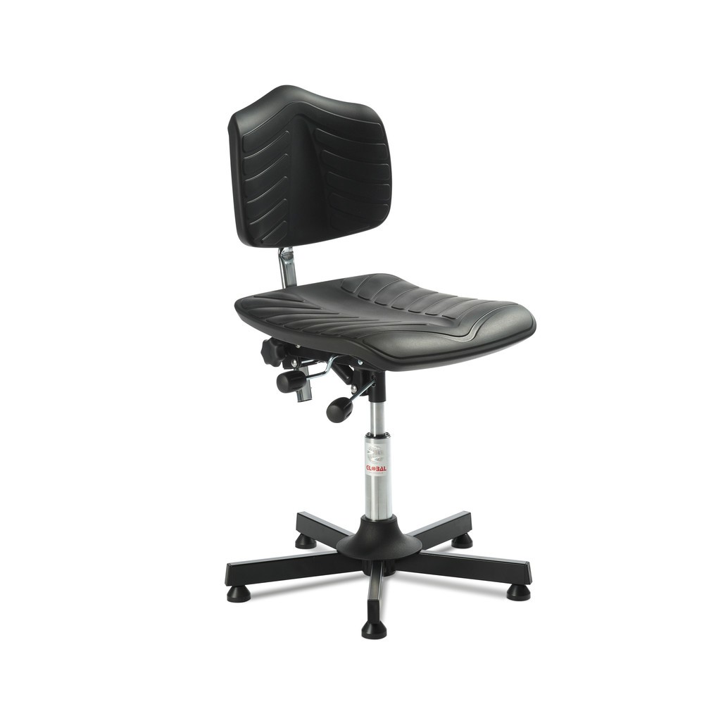 Image of Arbeitsdrehstuhl Premium mit Super-Soft-PU-Formsitz Der Drehstuhl ist ergonomisch geformt und hat einen Sitz und eine Rückenlehne aus Super-Soft-PU-Schaum. Bei dem Gestell des Stuhls können Sie wählen zwischen schlagfestem Kunststoff oder Stahl. Sitz und 