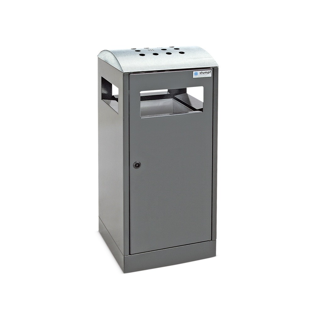 Image of Praktische Ascher-Abfall-Kombination für Raucherbereiche Die Ascher-Abfall-Kombination stumpf®besteht aus einer verschweissten Stahlkonstruktion mit Pulverbeschichtung. Das Kopfelement ist aus Edelstahl gefertigt und ist zum Einwurf von Zigarettenabfällen