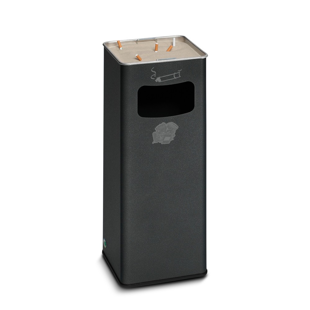 Image of Abfall und Asche sauber trennen und entsorgen Die Ascher-Abfall-Kombination VAR®, Standmodell, 31,7 Liter eignet sich aufgrund ihrer robusten Bauart für den Innen- und Aussenbereich. Eine Pulverbeschichtung schützt das Gehäuse vor Korrosion und Kratzern. 