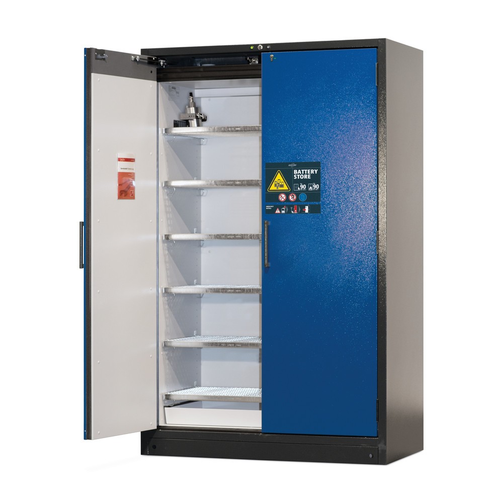 Image of asecos® Akku-Sicherheits-Lagerschrank Battery Store Pro: Akkus brandgeschützt aufbewahren Der asecos® Akku-Sicherheits-Lagerschrank Battery Store Pro bietet mit zahlreichen Features eine geschützte und komfortable Lagerung von Lithium-Ionen-Batterien. Die