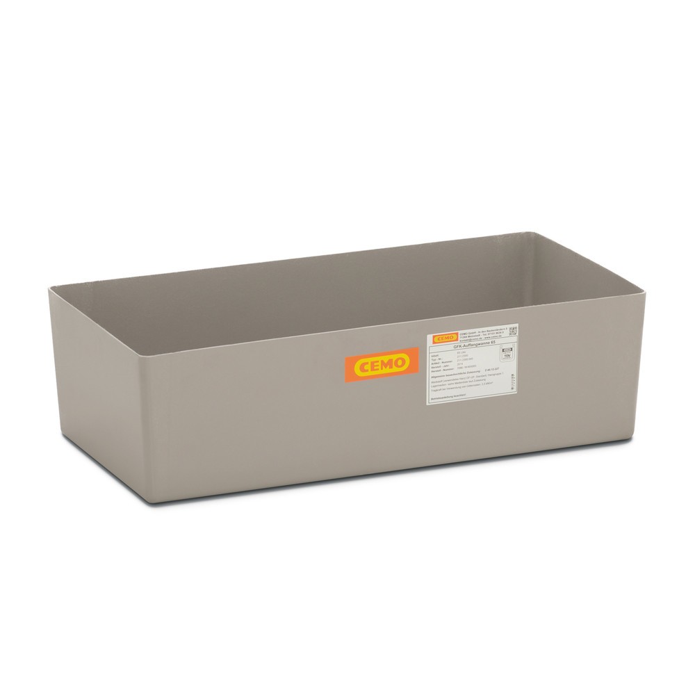 Image of Gefahrstoffe vorschriftsgemäss lagern mit der Auffangwanne für 60-/200-Liter-Fässer aus GFK Mit der Auffangwanne CEMO aus GFK bewahren Sie selbst grosse Behälter mit Gefahrstoffen sicher und zuverlässig auf. Läuft einmal etwas aus, fängt die Auffangwanne 