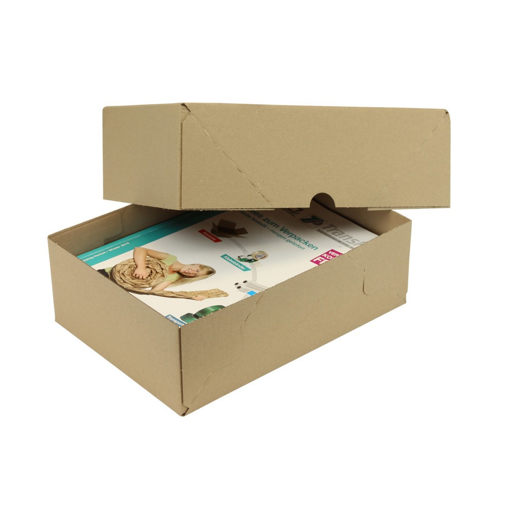 Image of  Ideal für den Versand von Drucksachen, Textilien, Kosmetik, Kleingeräten etc.Aufrichteschachtel, 305 x 215 x 100/100 mm ( L x B x H/Deckelhöhe ), 2-teilig Aufrichteschachtel, 305 x 215 x 100/100 mm ( L x B x H/Deckelhöhe ), 2-teilig