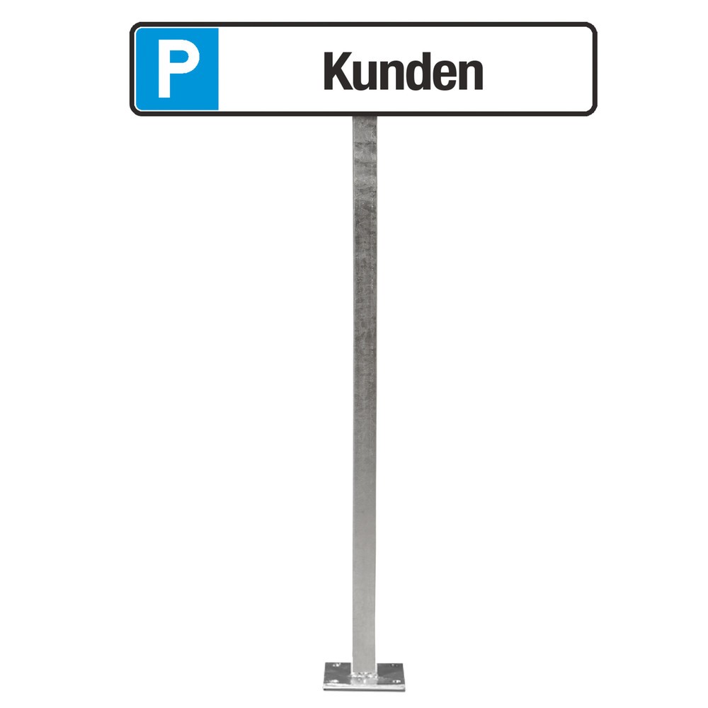 Image of  Mit Grundplatte für die SchildmontageAufstellpfosten für Parkplatzschild, für Schilder HxB 110 x 520 mm Aufstellpfosten für Parkplatzschild, für Schilder HxB 110 x 520 mm
