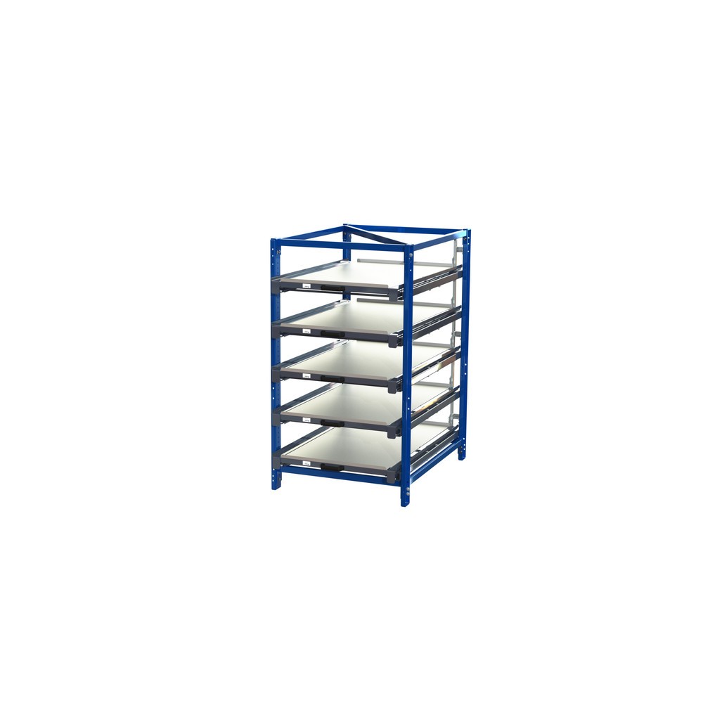 Image of Kompaktes Auszugsregal: die ideale Ergänzung zum Palettenregal Ein Fachbodenregal gehört zu den wichtigsten Bestandteilen in jedem Lager, vor allem um Stückgut und Kleinteile platzsparend unterzubringen. Genau hier setzt dieses kompakte Auszugsregal an: S