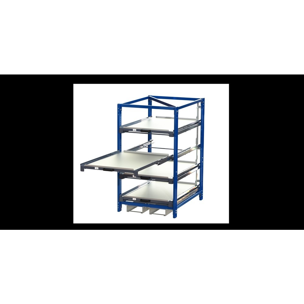 Image of Auszugsregale mit Einfahrtaschen für flexible Lagergestaltung Wer kleine Teile immer schnell zur Hand hat, spart Zeit und Aufwand. Mit diesem Kompaktregal verfügen Sie über ein funktionales Kommissionier- und Kleinteilelager. Weil Sie die Schubflächen vol