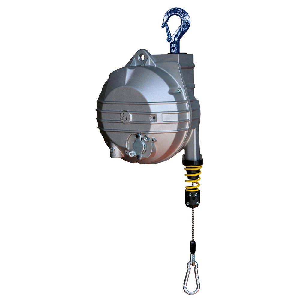 Image of Montagearbeiten leichtgemacht: mit dem bis 2,7 m langen Balancer 95X für EX-Schutzzonen inkl. Qualitätsfedern „Made in Germany“ 20 bis 100 kg Gewicht trägt dieser ATEX-zertifizierte Balancer ohne Arretierung und erlaubt Ihnen so ein sicheres kräfteschonen