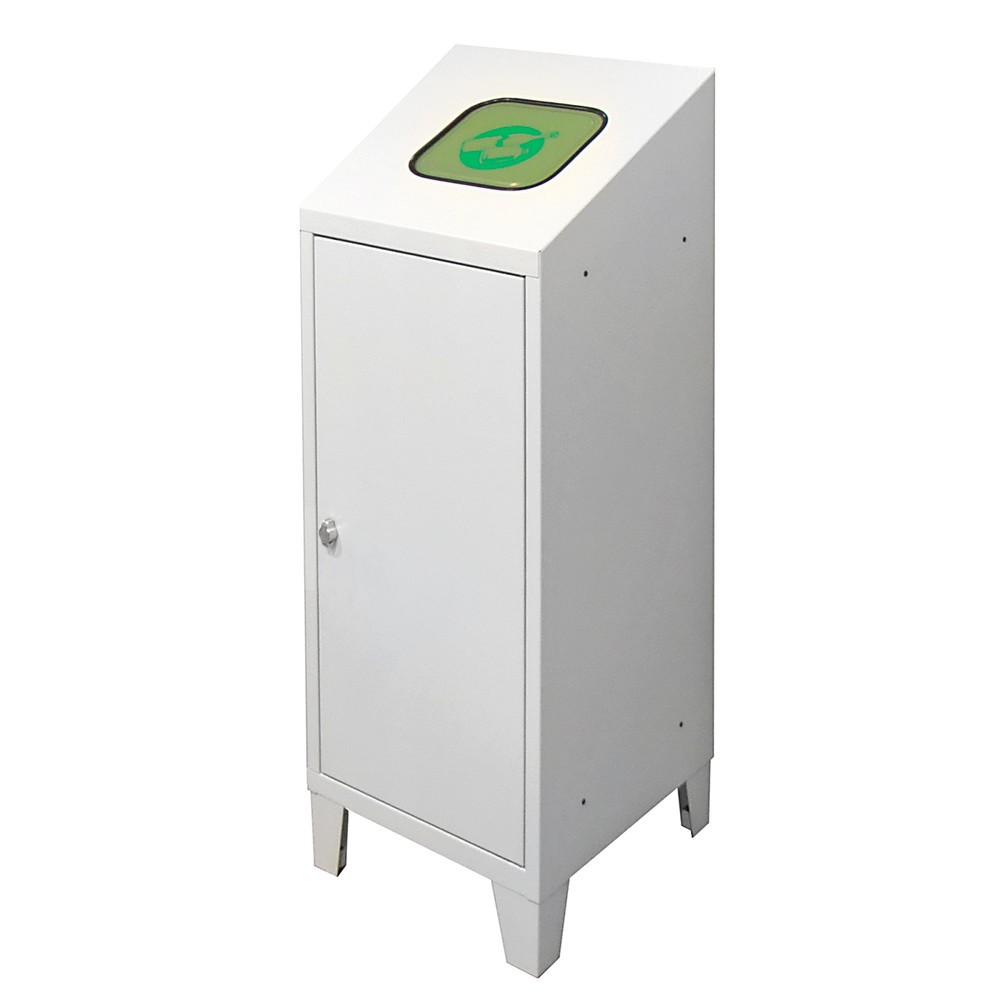 Image of Abschliessbarer Stahl-Wertstoffsammler mit geruchs- und feuerhemmendem Schwingdeckel Papier, Plastik und andere Wertstoffe entsorgen Sie in dem Recycling-Abfallsammler einfach, sicher und auf hygienische Art und Weise. Die manuell betätigbare, selbstschli