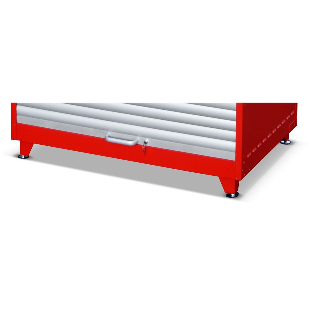 Image of  RAL 3000 feuerrotBauer® Höhenverstellbare Füsse für Gefahrstoff-Rollladenschrank RSG, 4 Stk/VE Bauer® Höhenverstellbare Füsse für Gefahrstoff-Rollladenschrank RSG, 4 Stk/VE