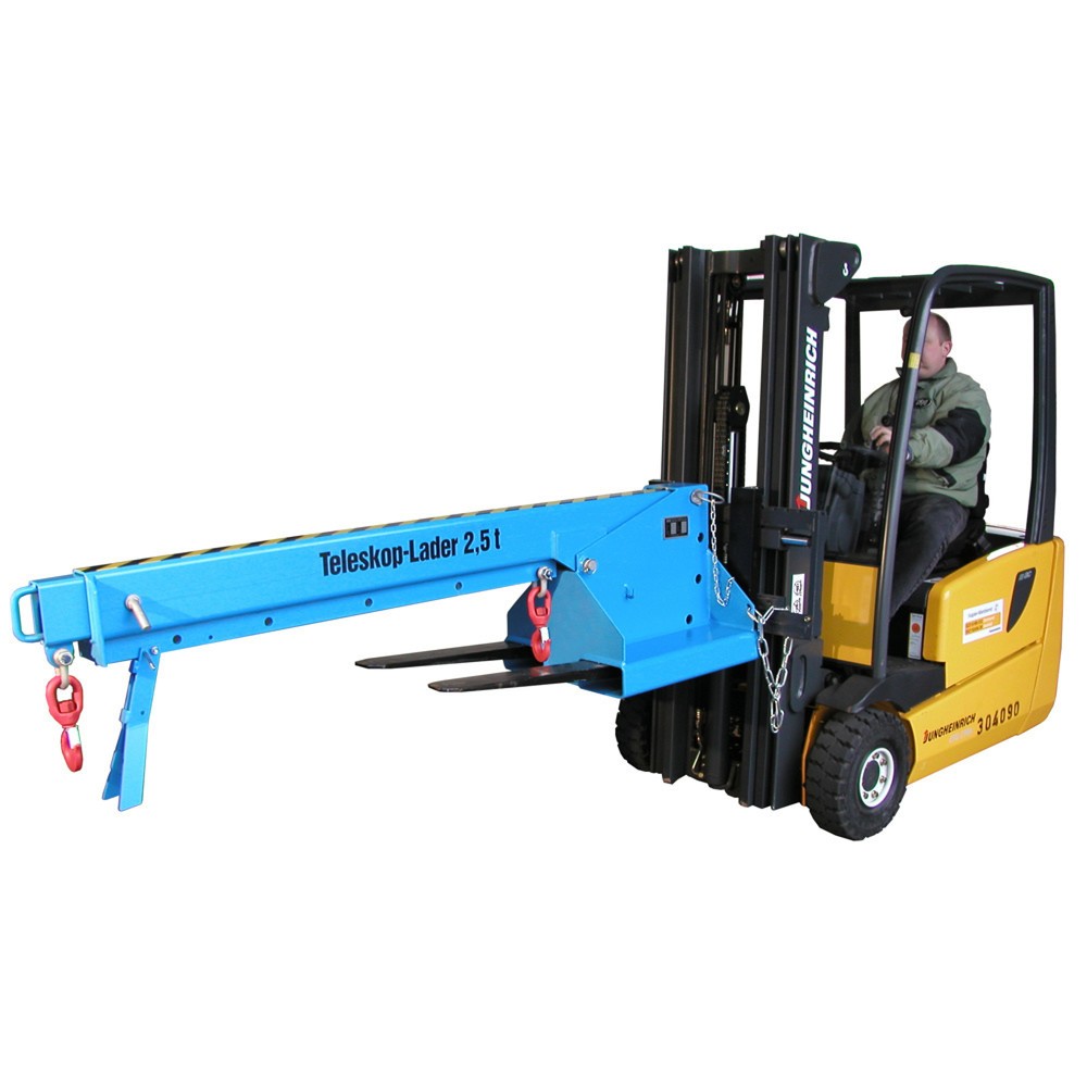 Image of Flexibler Teleskoplader für Anpassung von Stapler-Reichweite und -Hubhöhe Gibt es in Ihrem Betrieb Aufgaben, für die Sie einen Stapler mit grösserer Reichweite benötigen, ist dieser Teleskoplader die optimale Lösung. Sie nehmen ihn einfach über die Gabel-