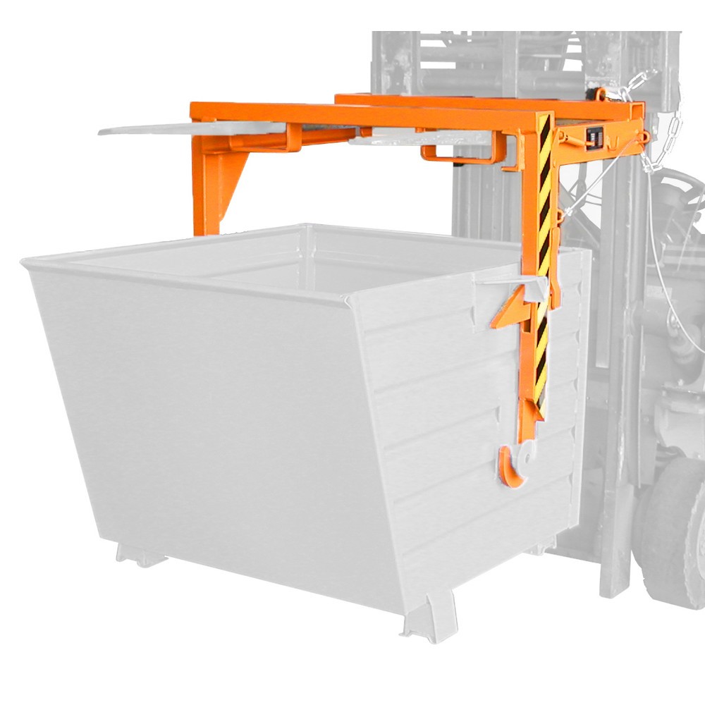 Image of  Inklusive Einfahrtaschen für GabelstaplerBauer® Traverse für stapelbare Kippbehälter, Volumen 0,7 m³, RAL 2000 gelborange Bauer® Traverse für stapelbare Kippbehälter, Volumen 0,7 m³, RAL 2000 gelborange