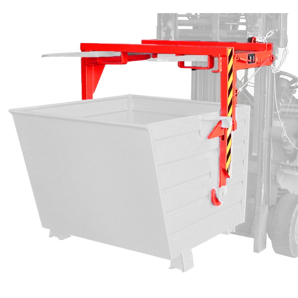 Image of  Inklusive Einfahrtaschen für GabelstaplerBauer® Traverse für stapelbare Kippbehälter, Volumen 0,7 m³, RAL 3000 feuerrot Bauer® Traverse für stapelbare Kippbehälter, Volumen 0,7 m³, RAL 3000 feuerrot