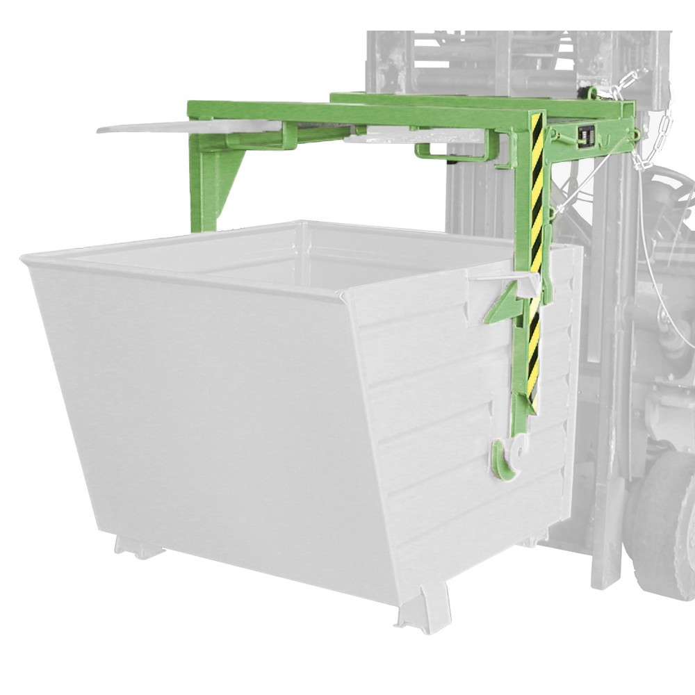 Image of  Inklusive Einfahrtaschen für GabelstaplerBauer® Traverse für stapelbare Kippbehälter, Volumen 0,7 m³, RAL 6011 resedagrün Bauer® Traverse für stapelbare Kippbehälter, Volumen 0,7 m³, RAL 6011 resedagrün