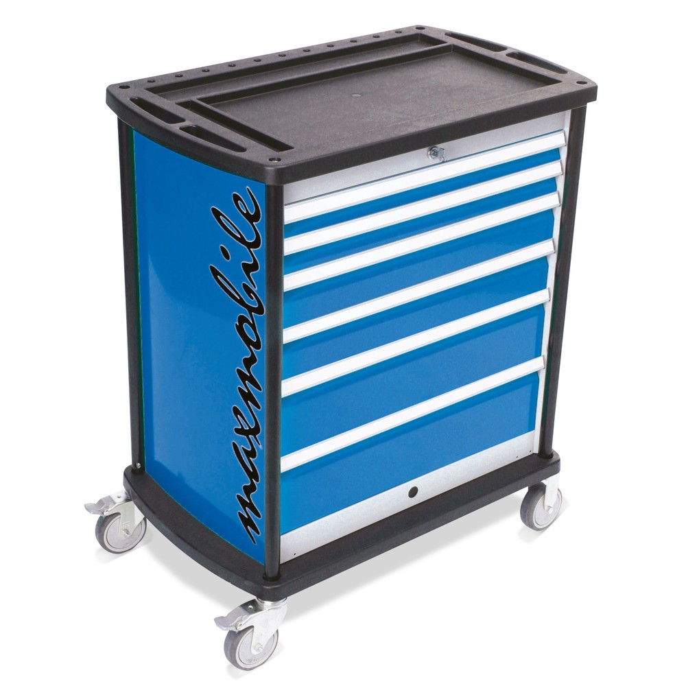 Image of Ein mobiler Helfer, der alles gleich mitbringt Dieser Werkstattwagen ist eine komplett ausgestattete, mobile Werkbank, auf der all Ihre Werkzeuge und sonstigen Arbeitshilfen Platz finden. Der robuste Rahmen mit umlaufendem Rammschutz und Fersenschutz sorg