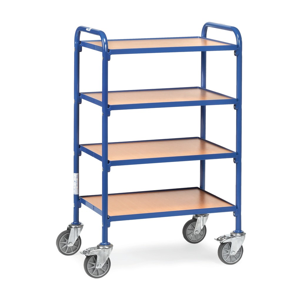 Image of Ordentlich und mobil die Arbeit erleichtern Der Beistellwagen von fetra® für Sichtlagerkästen ist ein idealer Helfer bei Kommissionierungsaufgaben, bei der Montage, bei Fertigungsstrassen, bei der Lagerung und dem Verkauf. Aus stabilem Stahlrohr gefertigt