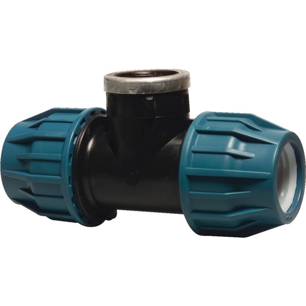 Image of  Farbe: schwarz/blauBEVO T-Stück Jason, 16 bar, 32 mm x 1″ x 32 mm, Klemm x Innengewinde x Klemm BEVO T-Stück Jason, 16 bar, 32 mm x 1″ x 32 mm, Klemm x Innengewinde x Klemm