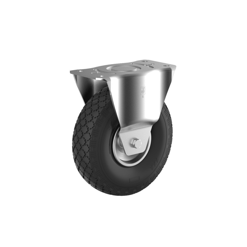 Image of Geringer Rollwiderstand auf unebenen Böden Die Bockrolle Wicke Luftbereifung ist für normale bis harte Untergründe, Asphalt-, Beton- und Industrieböden geeignet. Sie besteht aus einer verzinkten Stahlblechfelge mit robustem, weitgehend wartungsfreiem Roll