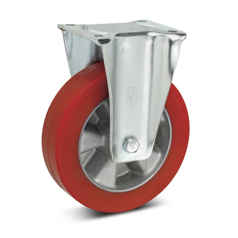 Image of Geräuscharme Fahrt auf weichen Laufflächen Die Bockrolle Wicke Topthane® Soft-PU ist aus einer Polyurethan-Kunststoffmischung, die sie vor allem für harte Böden geeignet macht. Die weiche Lauffläche gleicht Unebenheiten aus und kann auch auf rauen Böden v