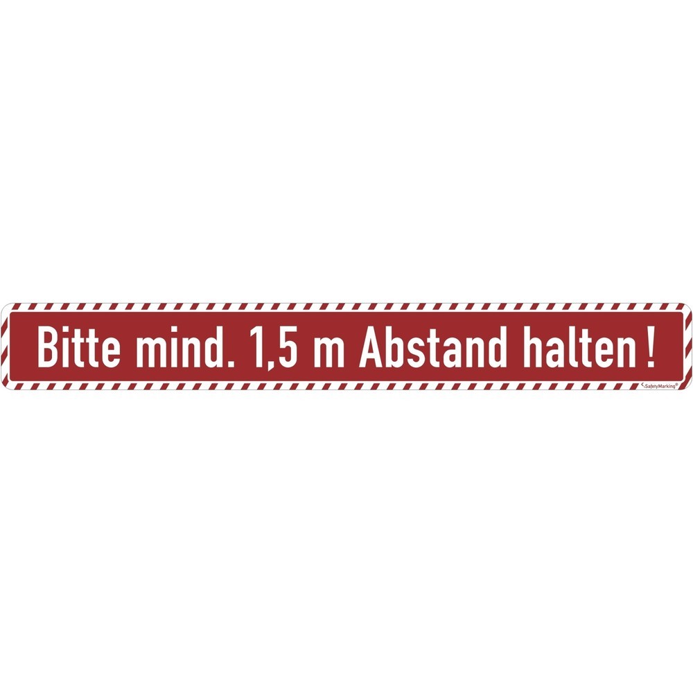 Image of  SelbstklebendBodenmarkierung, Bitte Abstand halten! (1,5 m), Antirutschbelag, rechteckig, rot/weiss Bodenmarkierung, Bitte Abstand halten! (1,5 m), Antirutschbelag, rechteckig, rot/weiss