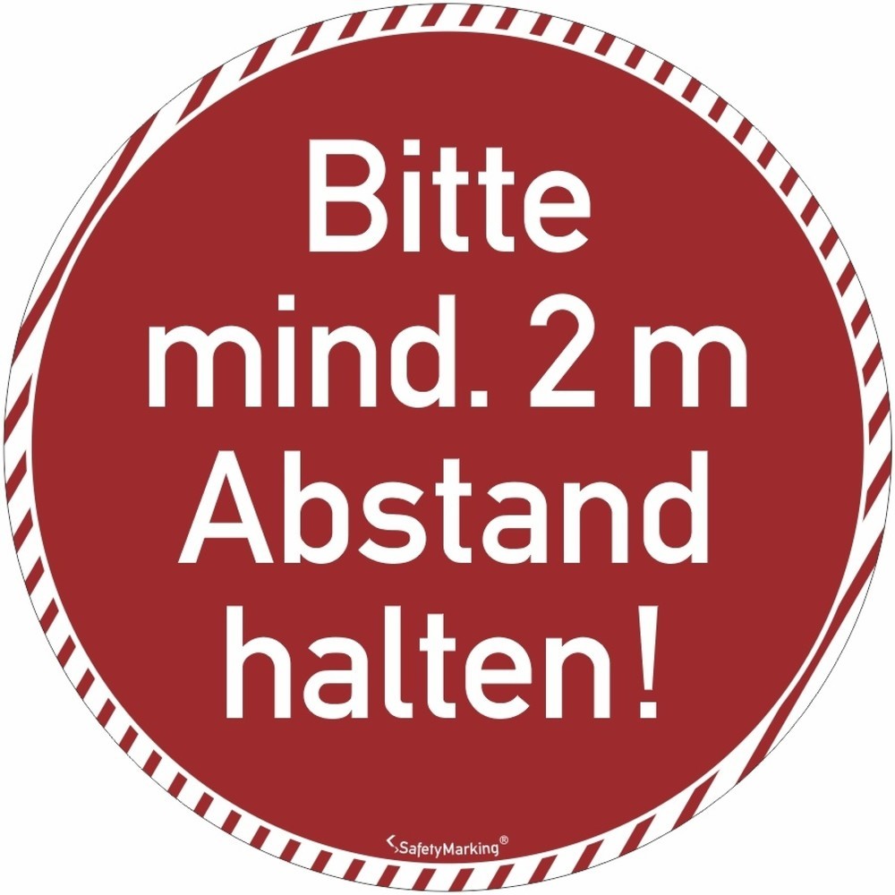 Image of  SelbstklebendBodenmarkierung, Bitte Abstand halten! (2 m), Antirutschbelag, rund, rot/weiss Bodenmarkierung, Bitte Abstand halten! (2 m), Antirutschbelag, rund, rot/weiss