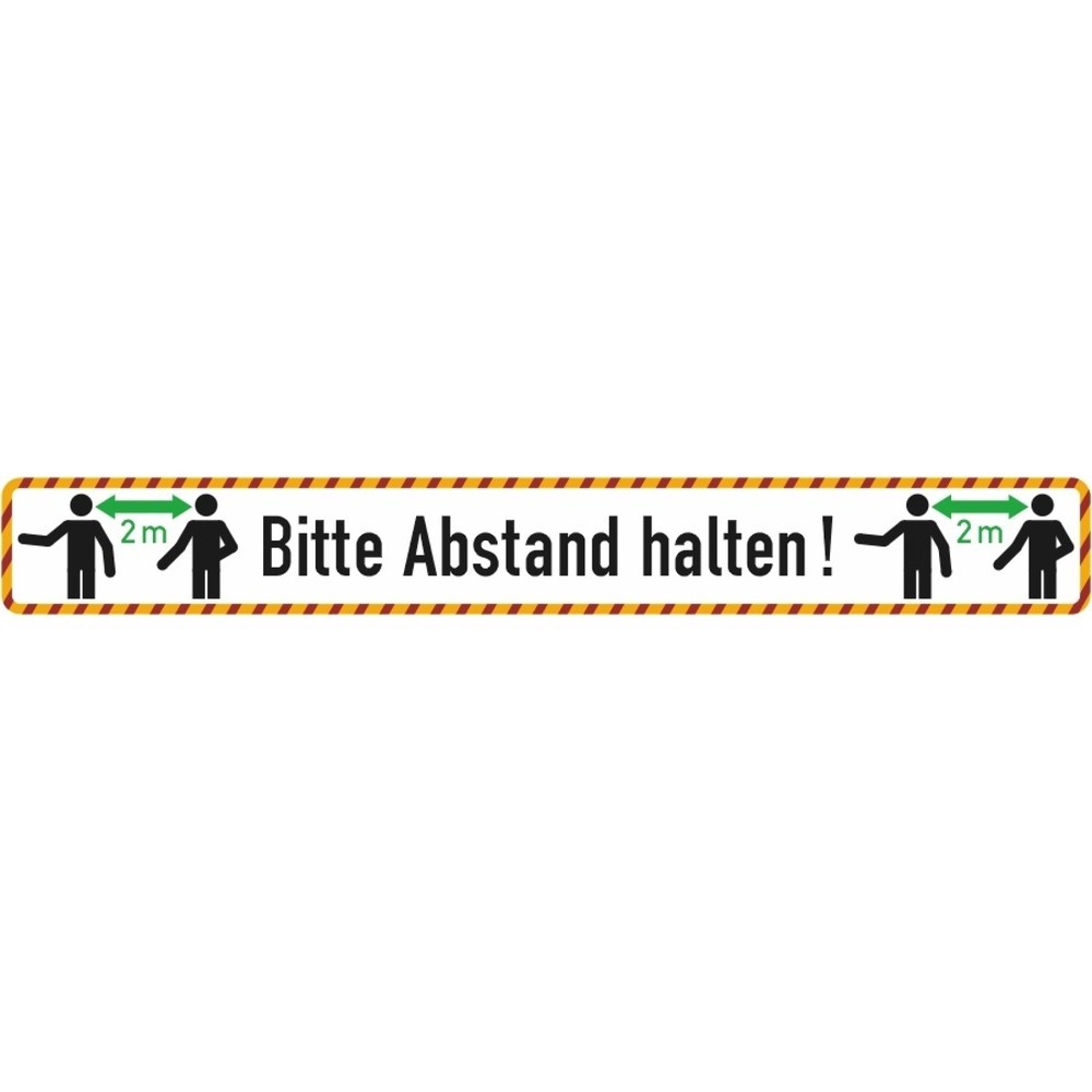 Image of  SelbstklebendBodenmarkierung, Bitte Abstand halten! (2 m), Antirutschbelag, rechteckig, weiss/schwarz/grün/orange/rot Bodenmarkierung, Bitte Abstand halten! (2 m), Antirutschbelag, rechteckig, weiss/schwarz/grün/orange/rot