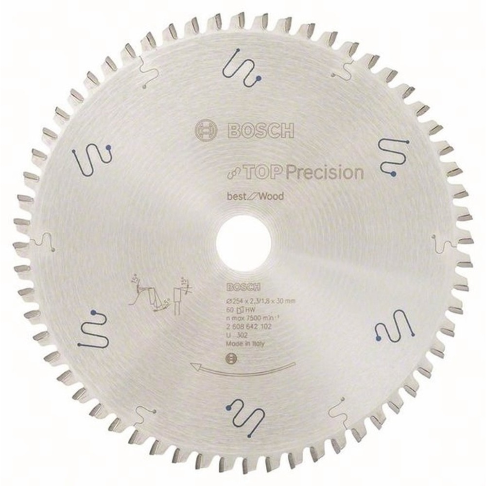 Image of  Freiwinkel 15 GradBOSCH Kreissägeblatt AD 254mm Z.60 WZ Bohr.30mm Schnitt-B.2,3mm HM BOSCH Kreissägeblatt AD 254mm Z.60 WZ Bohr.30mm Schnitt-B.2,3mm HM