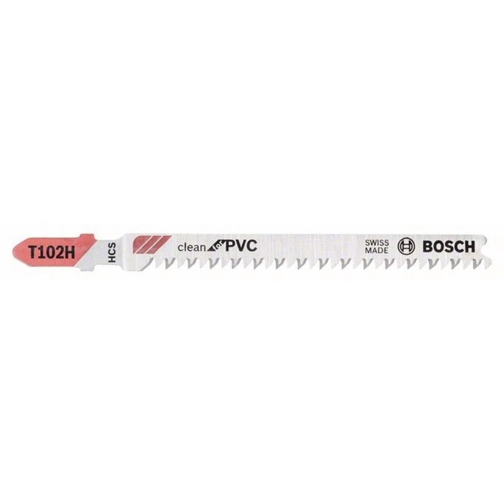 Image of  Ausführung: Freiwinkel-, zähnegeschliffenBOSCH Stichsägeblatt T 102 H Clean for PVC L.100mm Zahnteilung 2,3mm HCS 5erPack BOSCH Stichsägeblatt T 102 H Clean for PVC L.100mm Zahnteilung 2,3mm HCS 5erPack