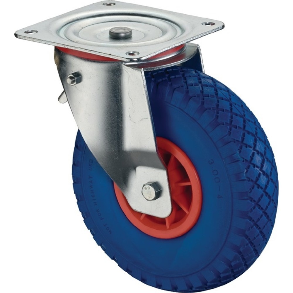 Image of  Profil: StollenBS ROLLEN Lenkrolle mit Totalfeststeller, mit Anschraubplatte Rollenlager, Rad-Ø 260 mm Tragfähigkeit 160 kg, Gummi blaugrau BS ROLLEN Lenkrolle mit Totalfeststeller, mit Anschraubplatte Rollenlager, Rad-Ø 260 mm Tragfähigkeit 160 kg, Gumm