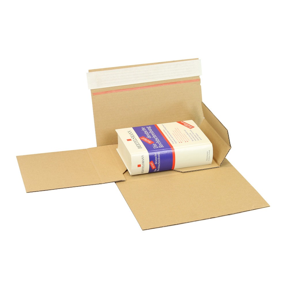 Image of  Hervorragender Produktschutz durch seitliche StosskantenBuchverpackung Drehfix, 220 x 160 x 10 - 50mm, braun, mit Selbstklebeverschluss Buchverpackung Drehfix, 220 x 160 x 10 50mm, braun, mit Selbstklebeverschluss