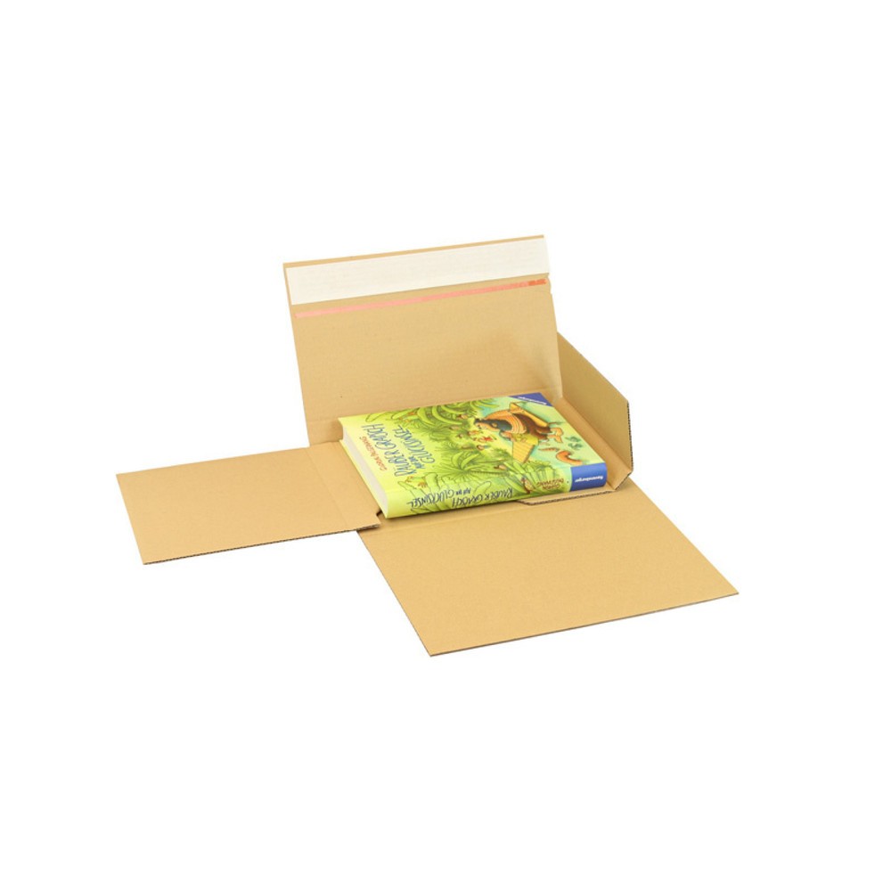 Image of  Hervorragender Produktschutz durch seitliche StosskantenBuchverpackung Drehfix, 260 x 185 x 10 - 70mm, braun, mit Selbstklebeverschluss Buchverpackung Drehfix, 260 x 185 x 10 70mm, braun, mit Selbstklebeverschluss