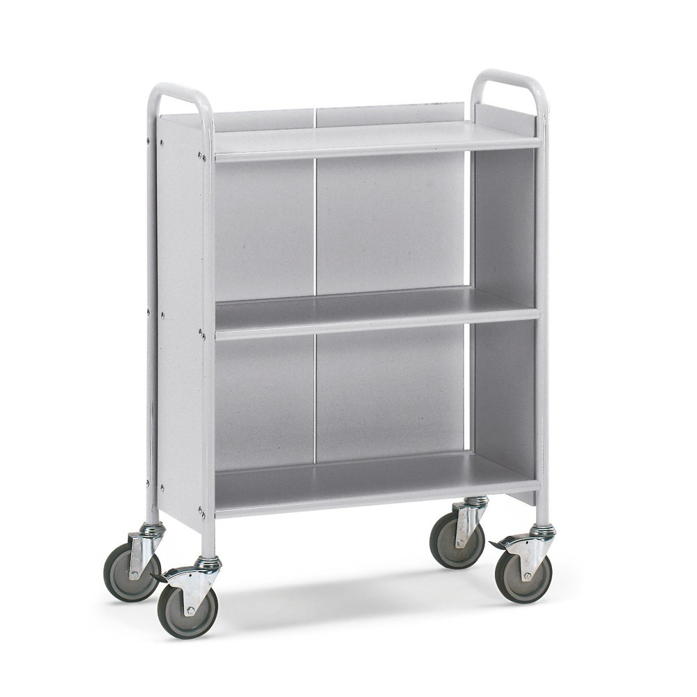 Image of Flexibler Aktentransport in Büro und Produktion mit dem Büro- und Aktenwagen fetra® Einige Betriebsabläufe und Produktionsschritte erfordern es, dass bestimmte Akten und Unterlagen direkt an den jeweiligen Arbeitsstationen vorliegen. Mit einem mobilen Bür