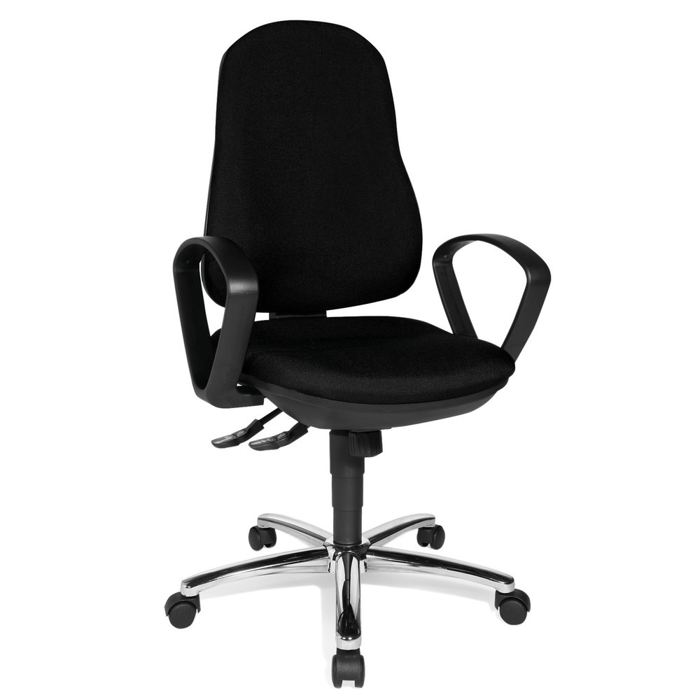 Image of Bürodrehstuhl mit Synchronmechanik für individuellen Sitzkomfort Im Bürodrehstuhl Topstar® Syncro-Steel II mit gepolsterter Rückenlehne nehmen Sie bequem Platz. Neben der hohen, höhenverstellbaren Rückenlehne sorgt eine Wirbelsäulenausformung für ermüdung