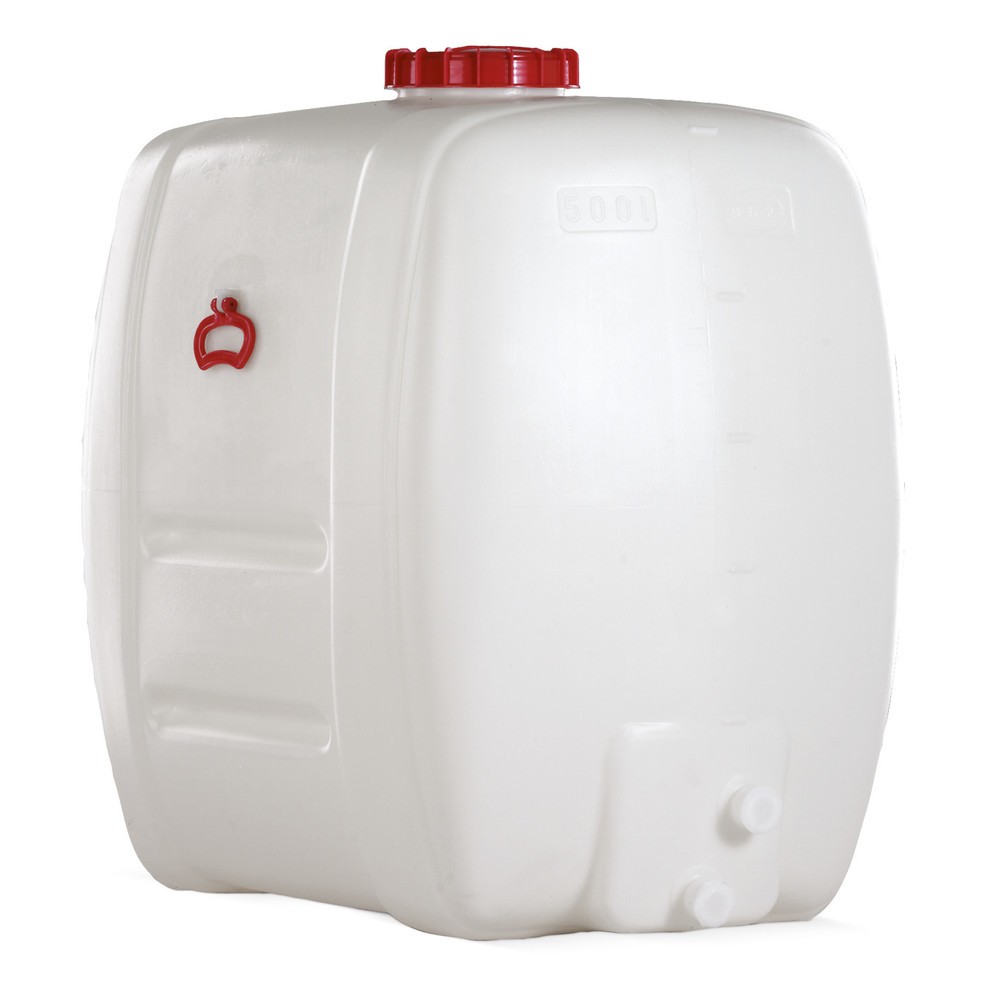 Image of Sicheres Aufbewahren im stabilen PE-Tank Dieser Raumspartank aus Polyethylen ist gegenüber den meisten Chemikalien wie Salzlösungen, Laugen und anorganische Stoffe beständig (Beständigkeit bitte bei uns anfragen!). Das Material ist zudem lebensmittelecht,