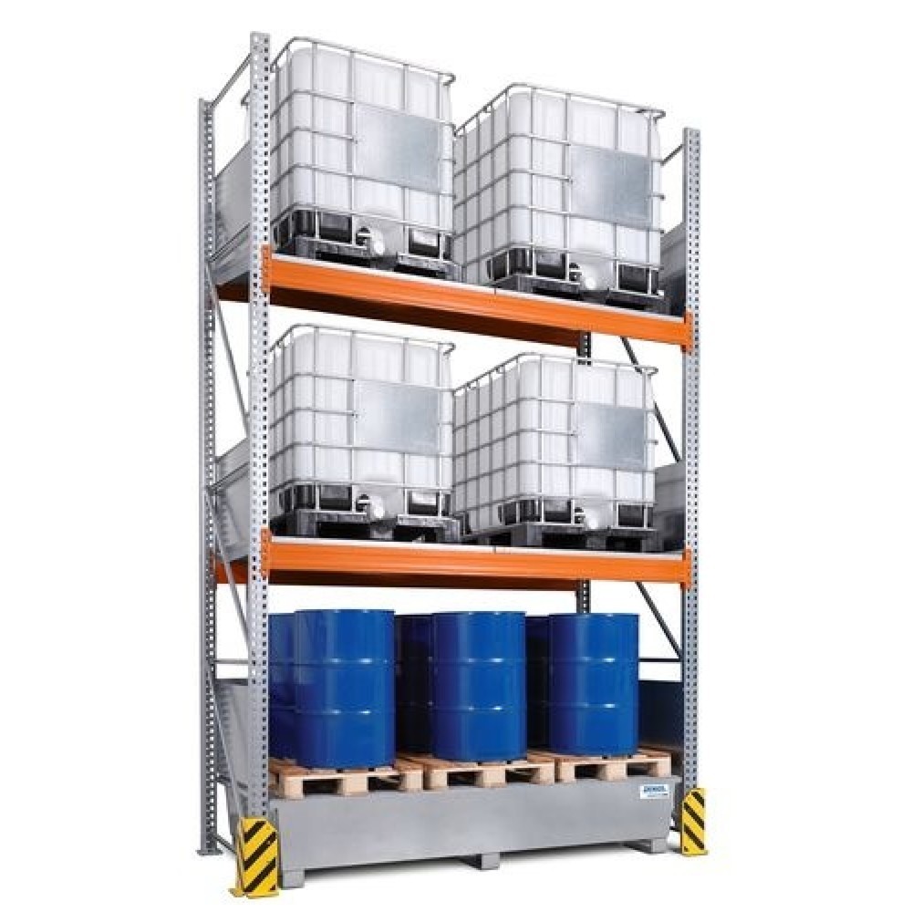 Image of Verzinktes Combi-Regal 4 K6-I Grundfeld für sichere IBC-Lagerung – mit vielen Erweiterungsmöglichkeiten Robust, sicher, gesetzeskonform und variabel anpassbar: Das Grundfeld des Combi-Regals 4 K6-I bietet Ihnen eine stabile und korrosionsfeste Lagermöglic