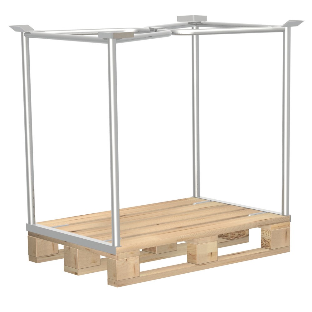 Image of Praktisch Stapeln mit verzinkten Aufsatzrahmen für Euro-Paletten Steht in Ihrem Lager schon eine Reihe voll beladener Paletten? Dann haben Sie mit den an allen Seiten offenen Aufsatzrahmen die Möglichkeit, zusätzliche Etagen hinzuzufügen. Durch die offene