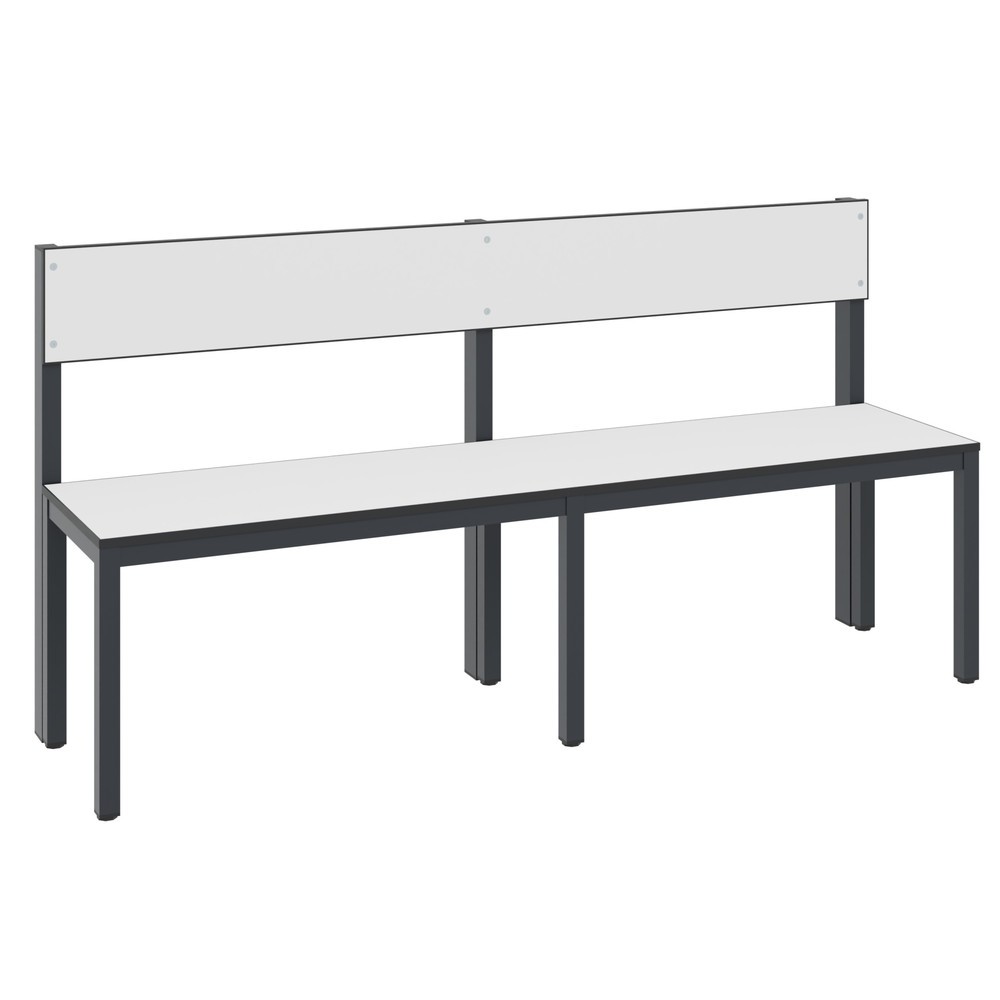 Image of Die einseitige C+P Umkleidesitzbank Basic Plus mit einer Länge von 1.500 mm und Rückenlehne – perfekt geeignet für alle Innenräume mit hoher Luftfeuchtigkeit Sitzbänke von C+P sind komfortable Sitzgelegenheiten, die den Kleidungswechsel besonders angenehm