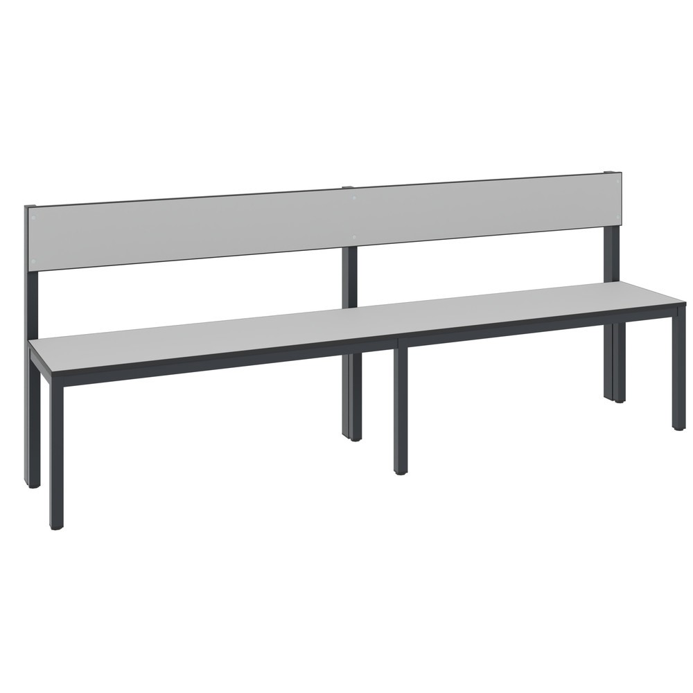 Image of Die einseitige C+P Umkleidesitzbank Basic Plus mit einer Länge von 1.960 mm und Rückenlehne – perfekt geeignet für alle Bereiche mit hoher Luftfeuchtigkeit Sitzbänke von C+P sind komfortable Sitzgelegenheiten, die den Kleidungswechsel besonders angenehm g