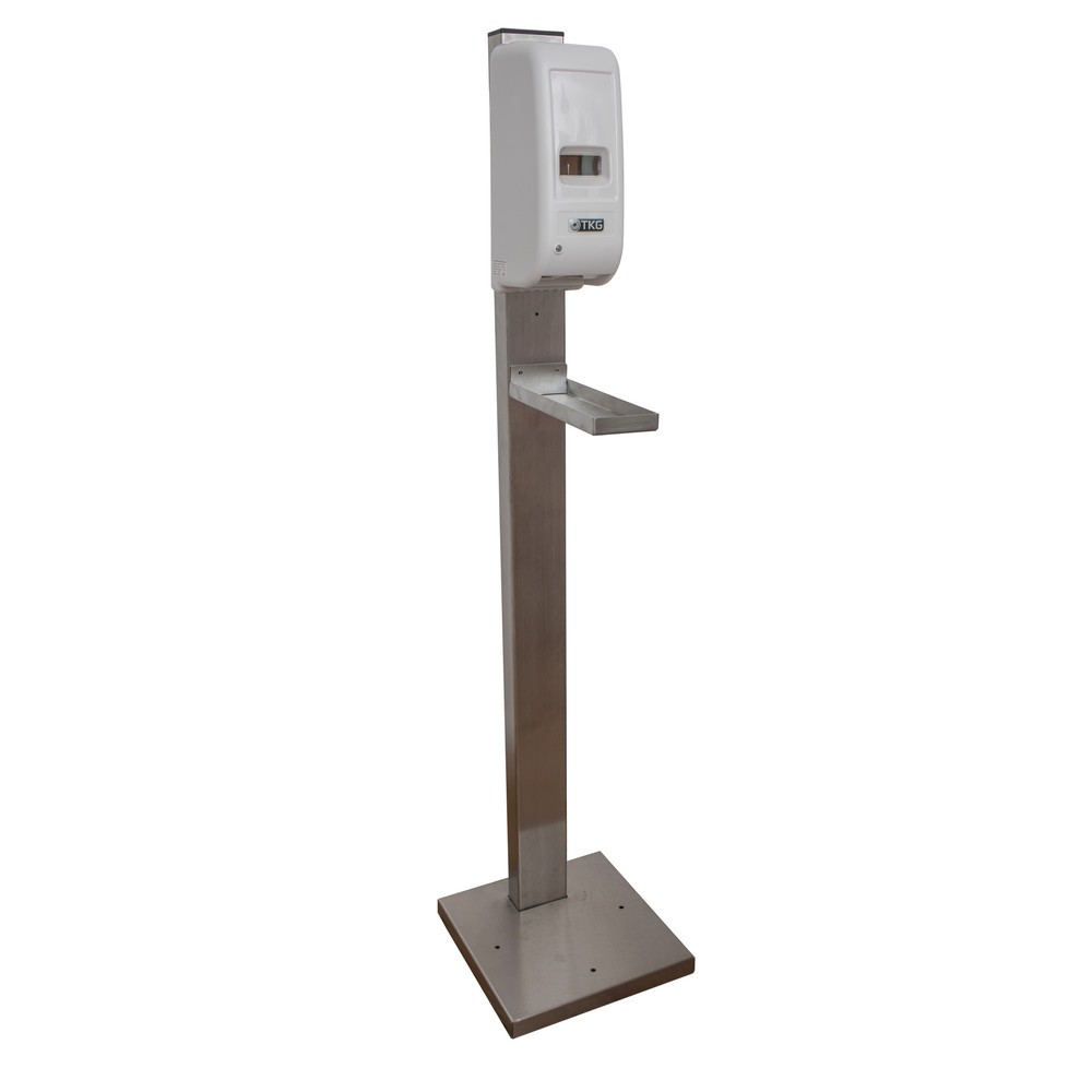 Image of Desinfektionsmittelstation mit Sensor – kontaminationsfreie Handhygiene flexibel platziert Einwandfreie Handdesinfektion lässt sich schnell und einfach in Ihr Unternehmen integrieren: mithilfe dieser Desinfektionssäule inkl. Spender mit Sensor und Abtropf