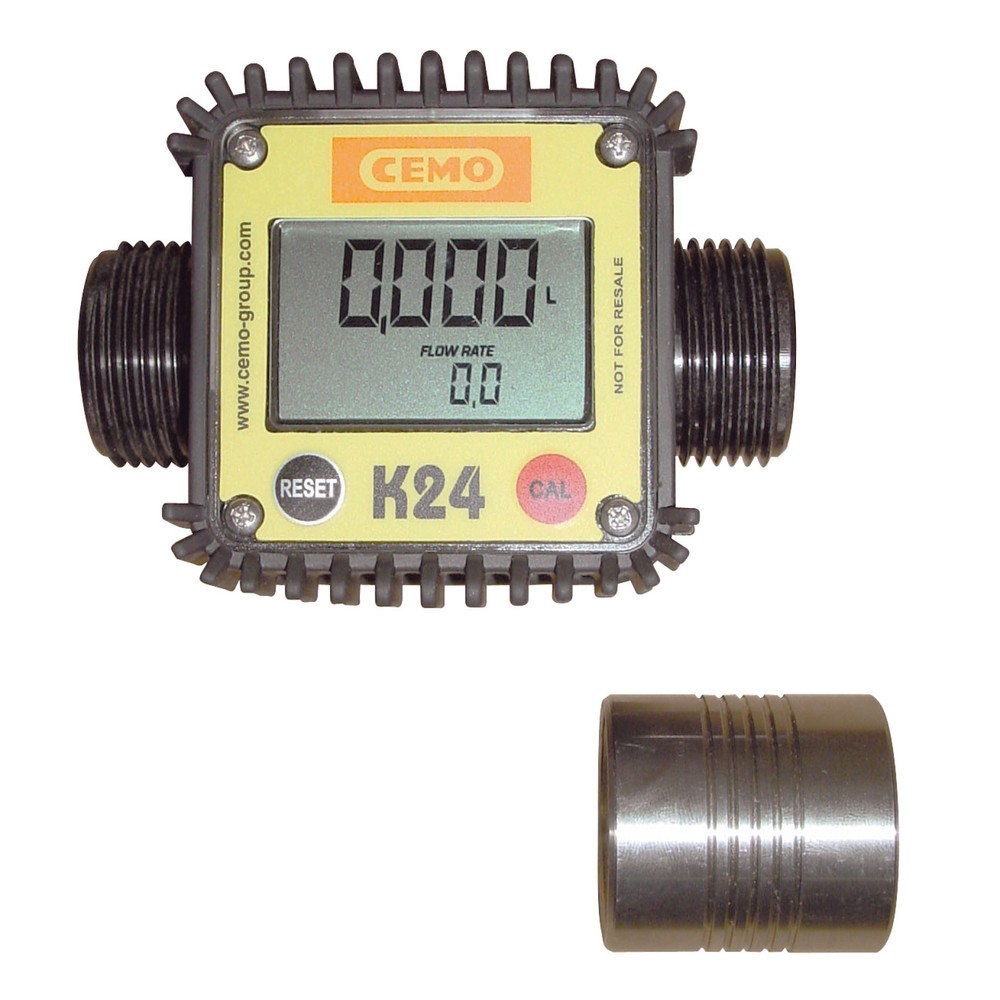 Image of  Aussengewinde und Muffe jeweils 1 ZollDigitaler Durchlaufzähler für UNI- und MULTI-Tanks CEMO, Messbereich 10-120 l/min Digitaler Durchlaufzähler für UNI- und MULTI-Tanks CEMO, Messbereich 10-120 l/min